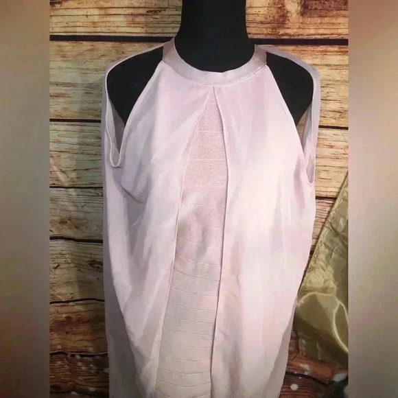 🌸VENUS Chiffon Overlay Bandage Bodycon Pink Dress Sleeveless Sexy Slimmi… - Picture 7 of 16